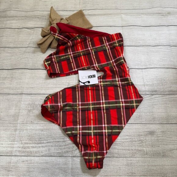 Revolve Beach Riot NWT Celine One Piece Swimsuit In Holiday Plaid - Picture 5 of 8